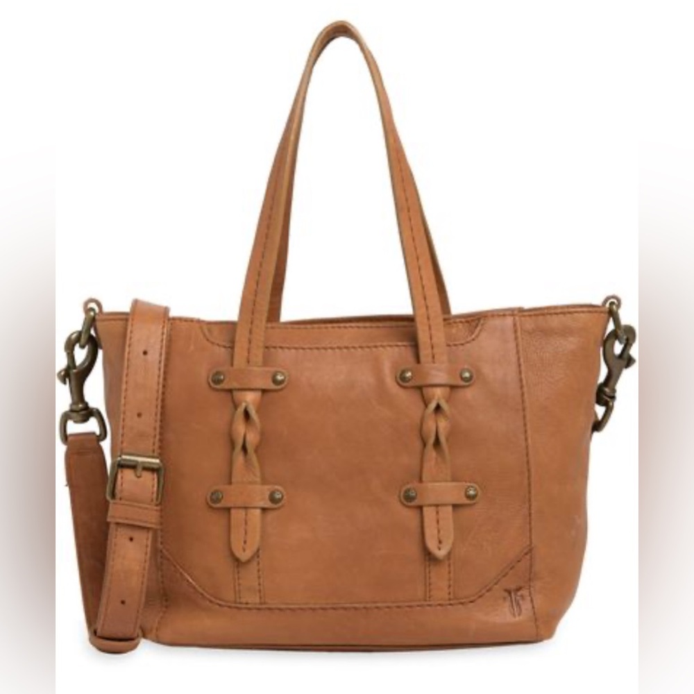 Frye tan handbag with flaws